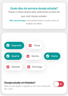 Escolha dos dias de estudo