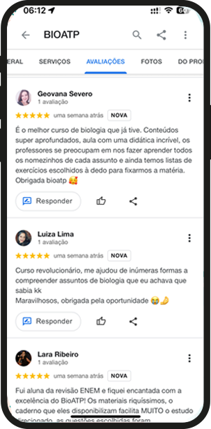 Avaliações do curso