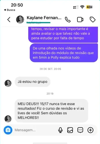 Kaylane, que acertou 15 de 17 em Biologia depois do curso de revisão